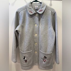 VINTAGE DISNEY STORE Mickey & Minnie Mouse Heart Fleece Jacket